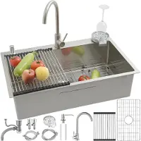 LTPRTZ fregadero de cocina de acero inoxidable 85x50CM con grúa de agua y otros accesorios