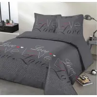 Merkloos Juego de funda de edredón de algodón en color gris, de 240 x 220 cm, que incluye 2 fundas de almohada