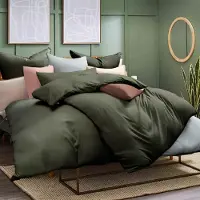 Merkloos Juego de funda de edredón de 4 piezas en color verde, de 135 x 200 cm, con 2 fundas de almohada de 80 x 80 cm, fabricado en microfibra y con cierre de cremallera