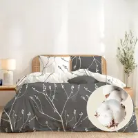 Merkloos Juego de ropa de cama: incluye una funda de edredón de 200x200 cm y dos fundas de almohada de 65x65 cm, confeccionado en algodón con un estampado abstracto en tonos grises