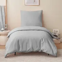 Merkloos Funda de edredón de 140 x 200 cm en color gris, con funda de almohada de 65 x 65 cm, fabricada en microfibra y con cierre de cremallera