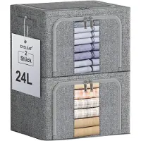 Merkloos Juego de 2 cajas de almacenamiento apilables, con refuerzo metálico, disponibles en capacidades de 24, 66 o 100 litros