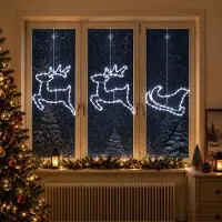 Syfax Decoración navideña de reno y trineo LOVIISA 180 LED