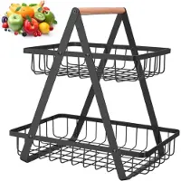LTPRTZ Estante para frutas - Estantería de almacenamiento - Organización de la cocina - Desmontable - 27 x 17 x 33 cm - Negro