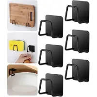 LTPRTZ Soportes para esponjas de cocina - Organizador de cocina - Para mantener el mostrador ordenado - Sin necesidad de taladrar - 6 unidades - Color negro