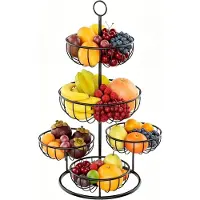 LTPRTZ Cesta de frutas - Estante de cocina - Organización de almacenamiento - Cinco niveles - 23x23x20 cm - Negro