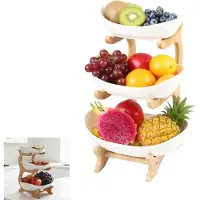 LTPRTZ Frutero de 3 niveles - Bol para frutas - Organizador de cocina - Estructura de madera resistente - 33 x 16 x 24 cm