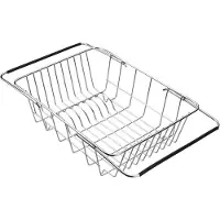 LTPRTZ Estante para platos con escurreplatos - Cesta extensible - Organización de la cocina - Acero inoxidable - De 33 a 42 cm - Boognet