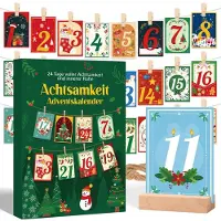 Merkloos Calendario de mindfulness 2025 - Calendario de adviento para mujeres - Tarjetas de mindfulness - Regalo - Ejercicios - Reflexiones motivacionales - Con clips y cordones