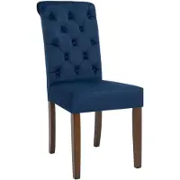 CLP Silla de comedor Lisburn, tapizada con respaldo y protectores para el suelo, color: azul, material: terciopelo