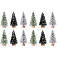 Merkloos 12 mini árboles de Navidad artificiales para decoración y dioramas
