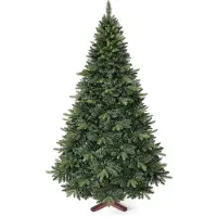 Costway , árbol de Navidad artificial de 210 cm con 1200 puntas, árbol de pino con soporte de madera maciza, árbol de Navidad, árbol de Navidad verde