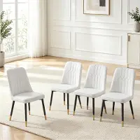 Ninkear Juego de 4 sillas de comedor, con respaldo de poliuretano, patas de metal, versátiles (blanco y negro)