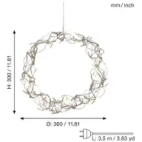Eglo Guirnalda de luces LED , adorno navideño "Curly", color plateado, diámetro 30 cm, luz blanca cálida (2600K), para colgar