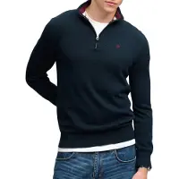 Superdry para hombre. M6110768A Sudadera Prep Essential Half azul marino (XL), Casual, Algodón, outlet 2026.