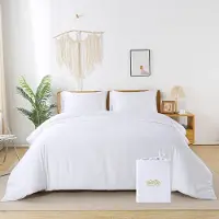 Merkloos Funda de edredón de 200x220 cm con 2 fundas de almohada de 80x80 cm, de Viscosa de bambú (de pulpa de bambú) (de pulpa de bambú), color blanco
