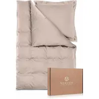 Merkloos Juego de ropa de cama color taupe de 200x220 cm con 2 fundas de almohada de 40x80 cm, fabricado en satén de Viscosa de bambú (de pulpa de bambú) (de pulpa de bambú) y algodón