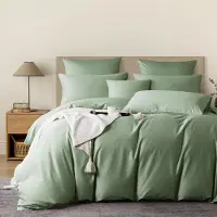 Merkloos Juego de funda de edredón de satén, color verde, de 220 x 240 cm, compuesto por 3 piezas: una funda de edredón y dos fundas de almohada