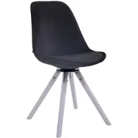 CLP Silla de comedor Troyes, tapizada en terciopelo, de diseño redondo, giratoria y con patas de madera redondas, estructura negra y color blanco