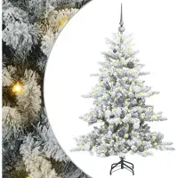 vidaXL Árbol de Navidad artificial plegable, verde y blanco, 150 cm, de PVC