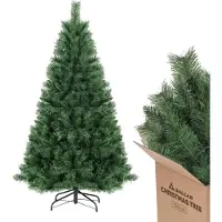 Salcar Árbol de Navidad artificial de 150 cm, con sistema plegable y base de metal, de aproximadamente 83 cm de diámetro, con 408 puntas