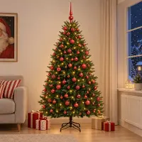 Syfax Árbol de Navidad Artificial con Adorno 210 cm 300 LED
