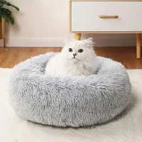 Merkloos Cama para mascotas en forma de rosquilla, ideal para gatos y perros