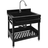 StarTech.com Lavabo independiente – Ideal para cocina y lavadero – Con grifo – Acero inoxidable – Un solo lavabo – Un orificio para el grifo – Color negro