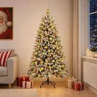 Syfax Árbol de Navidad Artificial con Adorno 210 cm 300 LED