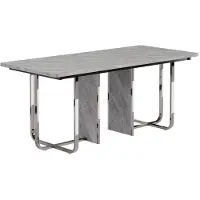 StarTech.com Mesa de comedor - Mesa rectangular - 180 × 80 × 75 cm - Superficie de mesa lisa de MDF - Tablero de mesa gris - Patas de metal plateadas rectas - Capacidad para 6-8 personas