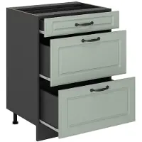 Vicco Mueble bajo de cocina R-Line Mint casa de campo/Antracita 60 cm con cajones encimera Mármol, Model 71358