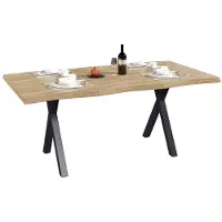 StarTech.com Mesa de comedor - 160 × 78 × 75 cm - Para 6 personas - Tablero con textura acuarela - Tablero reforzado - Patas cónicas - Aspecto de madera