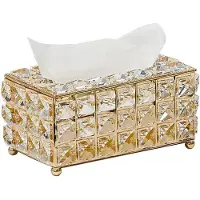Merkloos CHENGZI: Caja de pañuelos de estilo europeo, cristal, para sala de estar, hogar, diseño creativo, lujo, ideal para mesas de comedor, cajón