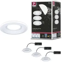 Paulmann Lámpara empotrable LED Sormus blanca, Ø 10 cm, IP65, juego de 3