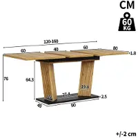 StarTech.com Mesa de comedor extensible - 120/160 x 80 x 76 cm - Para 6 personas - Estilo moderno - Estructura de madera - Patas rectas - Color marrón oscuro