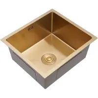 StarTech.com Fregadero de cocina - Un solo seno - Acero inoxidable 201 - Color dorado - 20 cm de profundidad - 2 orificios para grifos - Sin grifo incluido