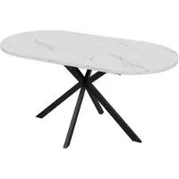 StarTech.com Mesa de comedor ovalada, extensible, de 120–160 x 80 cm, para 4–6 personas, diseño moderno, color blanco