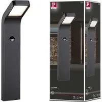 Paulmann . Lámpara de poste LED Kulma, con sensor de movimiento (IR) regulado por la luz ambiental, resistente al agua salada