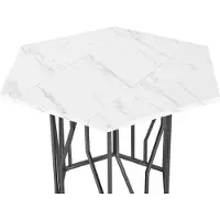 StarTech.com Mesa de comedor - Aspecto de mármol hexagonal - Estructura de metal negro con forma de ramas - Tablero de madera - Estilo moderno - Requiere montaje - Blanco