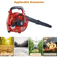 StarTech.com Soplador de hojas a gasolina, de mano, con motor de 2 tiempos, de 26 cm³, con una capacidad de 490 CFM y una velocidad de 280 MPH. Color: rojo