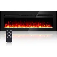 StarTech.com Chimenea eléctrica de pared - Modelo EF-11C - 127 cm - 1500 W - Control remoto con temporizador - 12 colores de llama - Diseño ultraplano de 10 cm - Funcionamiento silencioso