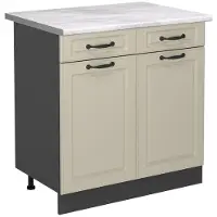 Vicco Mueble bajo de cocina R-Line Arena casa de campo/Antracita 80 cm encimera Mármol, Model 71155