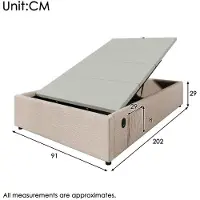 StarTech.com Estructura de cama tapizada - 90 x 200 cm - Con espacio de almacenamiento - Puerto USB-C - Base de láminas - Sin cabecero - Color beige, tejido de lino