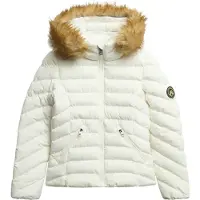 Superdry para mujer. W5012000A Chaqueta Acolchada Fuji Faux Fur blanco (S), Casual, Poliéster Reciclado, Sostenible, outlet 2026.