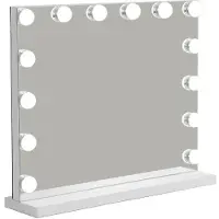 ZMH Espejo de maquillaje , espejo de cosmética, con iluminación LED regulable, 50x40 cm, con 3 modos de luz, control táctil, espejo de mesa para tocador, color blanco