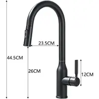 StarTech.com Grifo de cocina - Grifo para lavabo - Cabezal de ducha extraíble - Giratorio 360° - Agua fría y caliente - Monomando - Acero inoxidable 304 - Negro