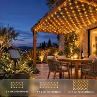 VA-Cerulean : Guirnalda solar LED para decoración, 6 x 2 metros, 280 LEDs, luz cálida, con temporizador
