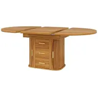 StarTech.com Mesa de comedor extensible, de redonda a ovalada, de 118 a 158 cm, para 6 personas, con 3 niveles de almacenamiento, fabricada en MDF y con acabado en nogal