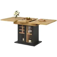 StarTech.com Mesa de comedor extensible - Mesa de cocina plegable - Para 4-6 personas - 110-140 x 80 cm - Reposabebidas - MDF - Negro