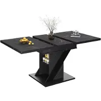 StarTech.com Mesa extensible para comedor - Mesa de cocina telescópica - 110–140 x 80 cm - Diseño moderno y minimalista - Fabricada en MDF - Aspecto de mármol negro
